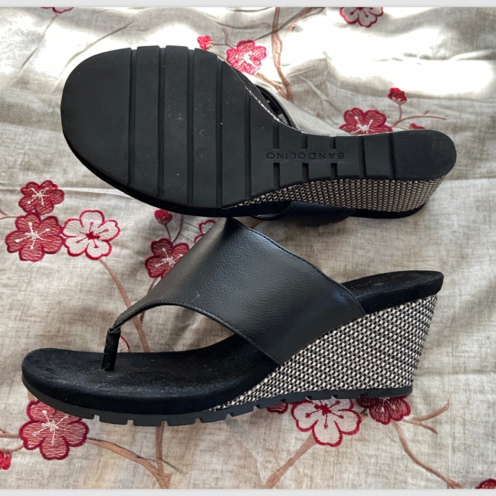 Bandolino Flexible Black Espadrille Ladies Size 8 Pre-Owned